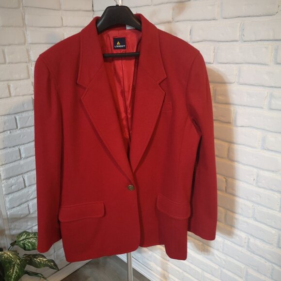 Liz Sport Red 100% Wool Fully Lined Blazer / Coat - Picture 1 of 12